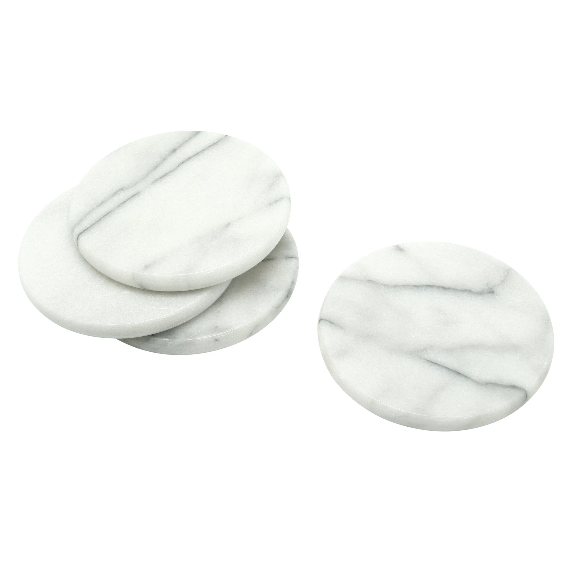 Natural Marble 4 Inch Round Coaster Cup Holder (Set of 4) | Wayfair North America