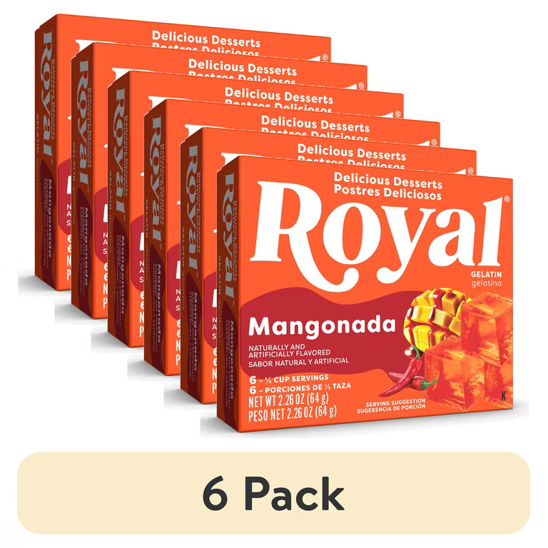 (6 pack) Royal Mangonada Gelatin Dessert Mix, Fat-Free, 6 Servings, 2.26 oz Box | Walmart (US)
