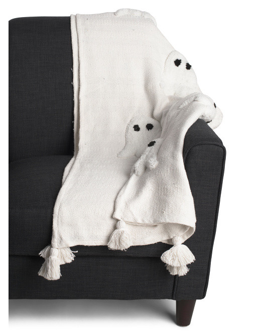 Hand Woven Ghost Tufted Throw With Tassels | TJ Maxx