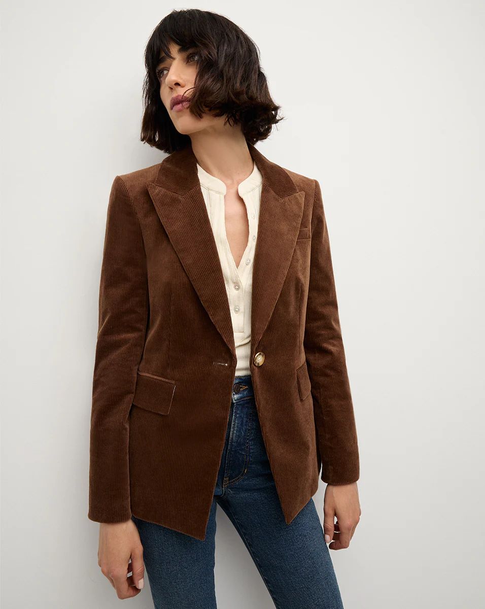 Reagan Corduroy Dickey Jacket in Dark Brown | Veronica Beard | Veronica Beard