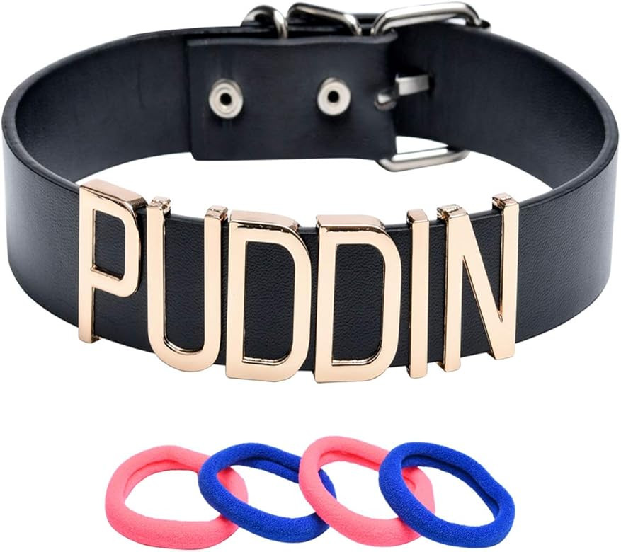 KESOCORAY Quinn Choker Plus Halloween Costume Adjustable Punk Puddin Necklace with Red Blue Hair Tie | Amazon (US)