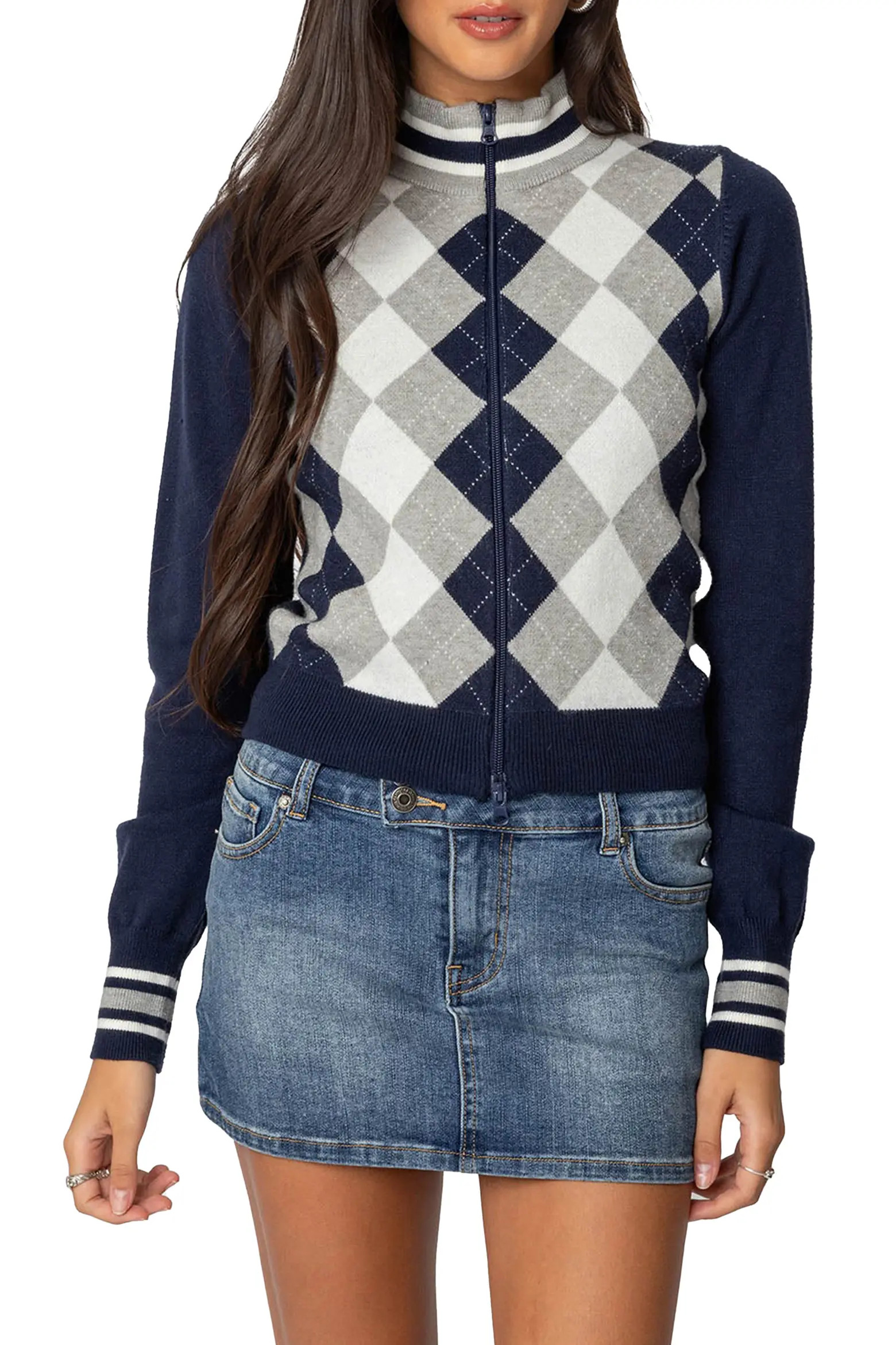 EDIKTED Madisen Argyle Cardigan (Women) | Nordstrom | Nordstrom