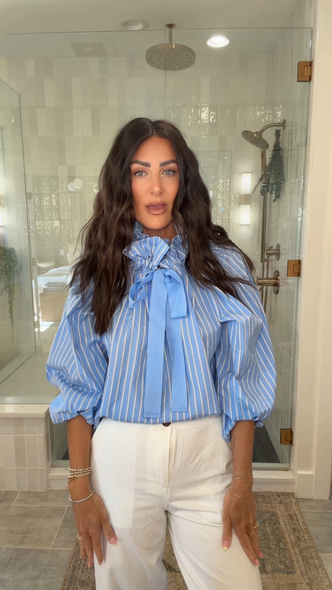 In a medium 

Business casual workwear | office attire | blouse 

#LTKTall #LTKootd #LTKOver40