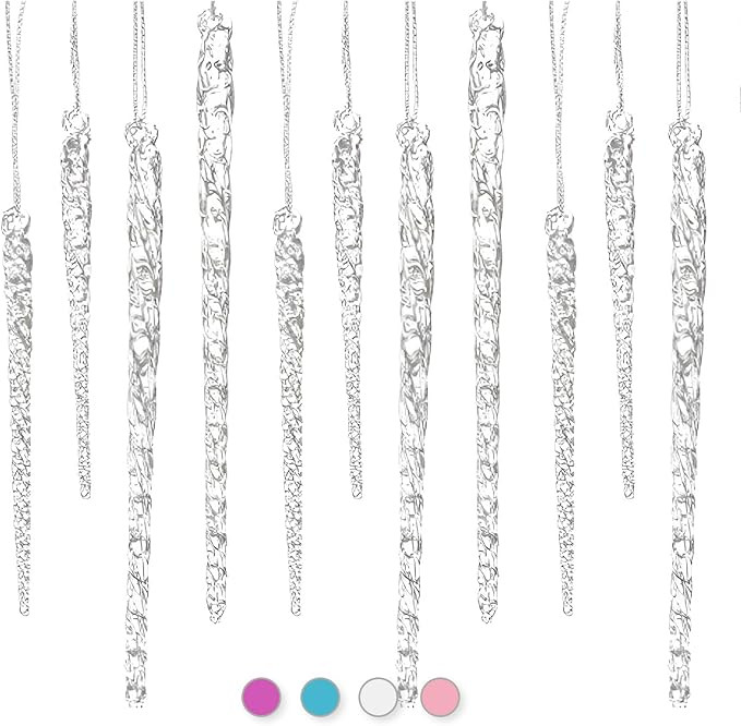 36 PCs, 4 & 6 Inches, Glass Icicle Ornaments for Christmas Tree Decor, Premium Twisted Hanging Ic... | Amazon (US)