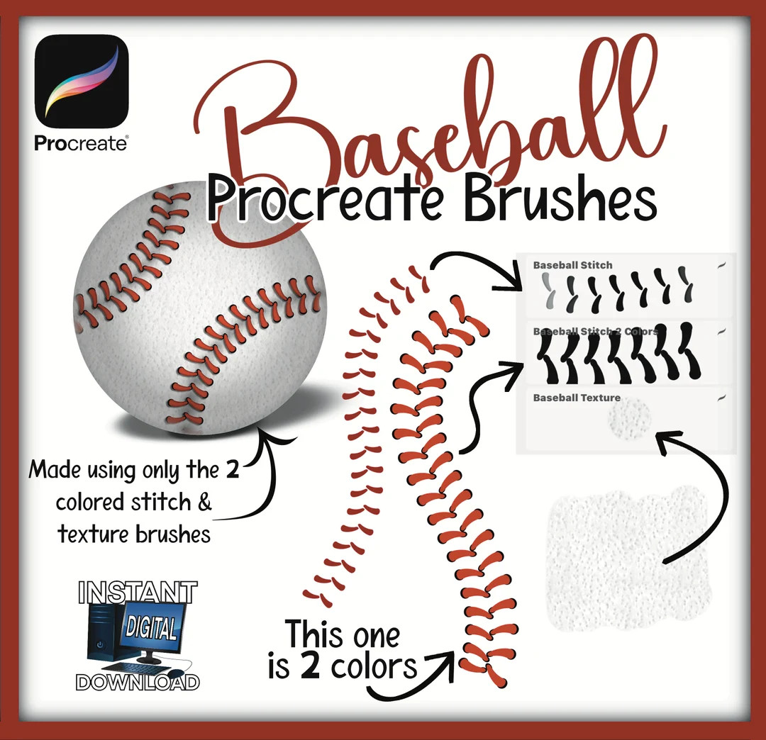 Procreate Baseball Stitch & Texture Brushes (digital Download) - Etsy | Etsy (US)