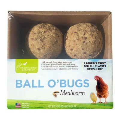 Pacific Bird & Supply Ball O' Bugs Mealworm Chicken Food, 4-pk | Target