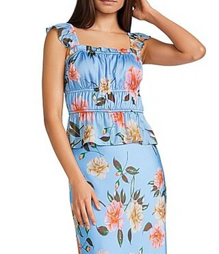 GB Woven Blue Floral Print Coordinating Satin Tank -  XL | Dillard's