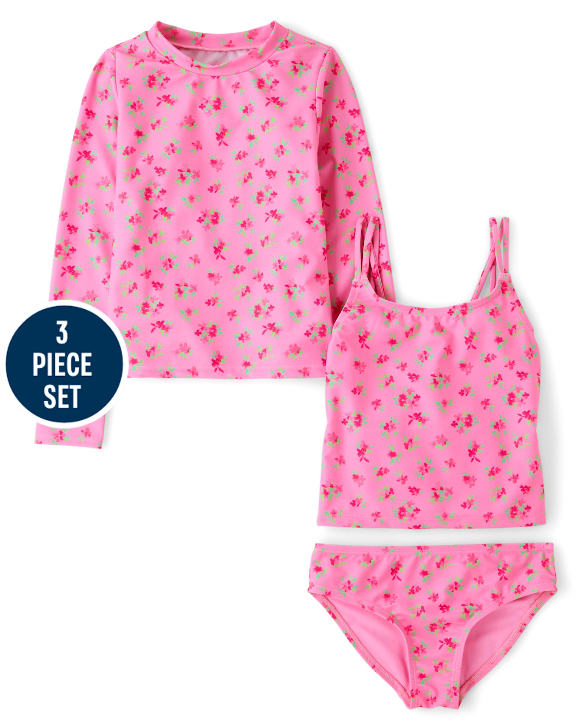 Girls Floral 3-Piece Swimsuit - pink | The Children's Place