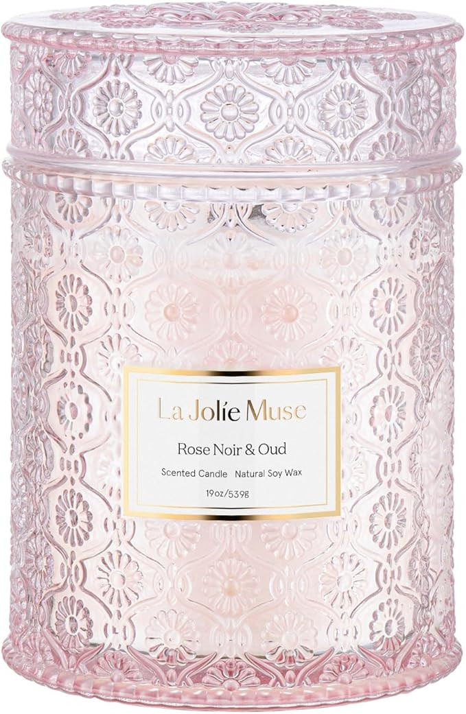 LA JOLIE MUSE Rose Noir & Oud Candle, Valentines Candles Gift for Women, Rose Scented Candle, Woo... | Amazon (US)