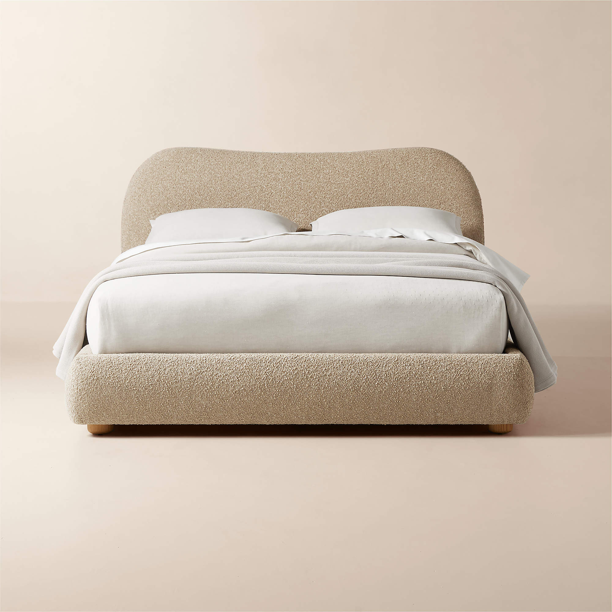 Diana Camel Brown Boucle Upholstered Queen Bed + Reviews | CB2 | CB2