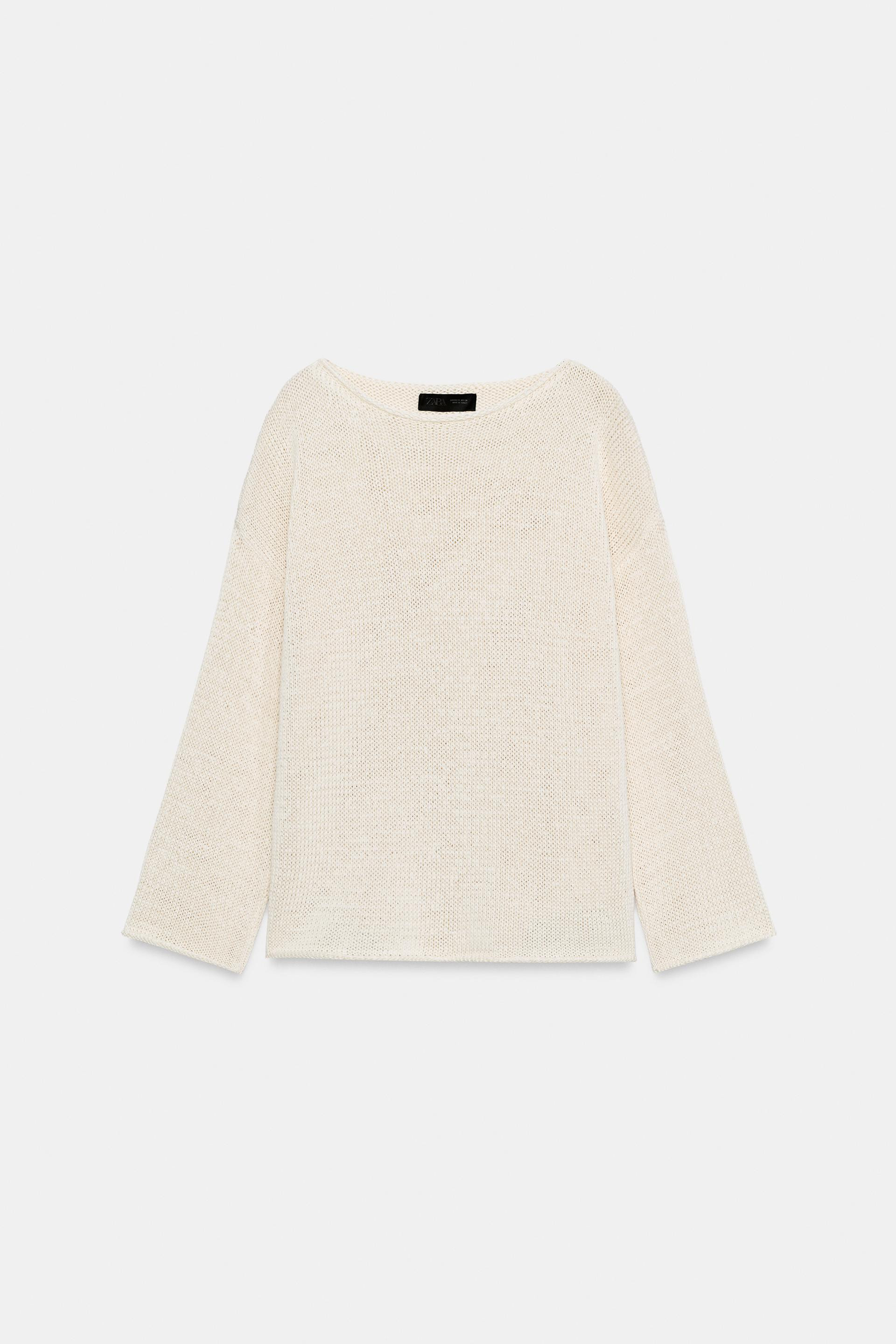 Zara - Boat Neck Knit Jumper - Sand - L - Woman | Zara US