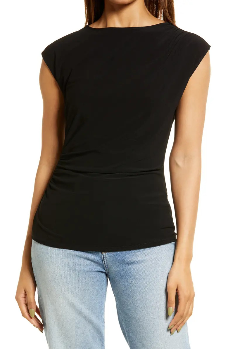 Halogen® Asymmetric Shirred Sleeveless Top | Nordstrom | Nordstrom