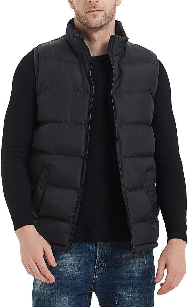 MADHERO Men's Puffer Vest Stand Collar Quilted Sleeveless Jacket Outerwear | Amazon (US)