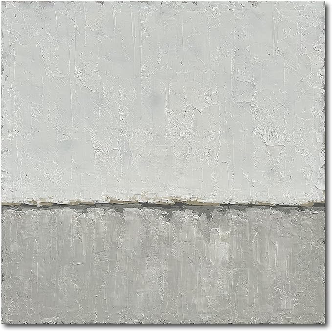 NANKAI Abstract Canvas Wall Art Hand-Painted Grey Minimalist Painting on Canvas White Acrylic Pai... | Amazon (US)