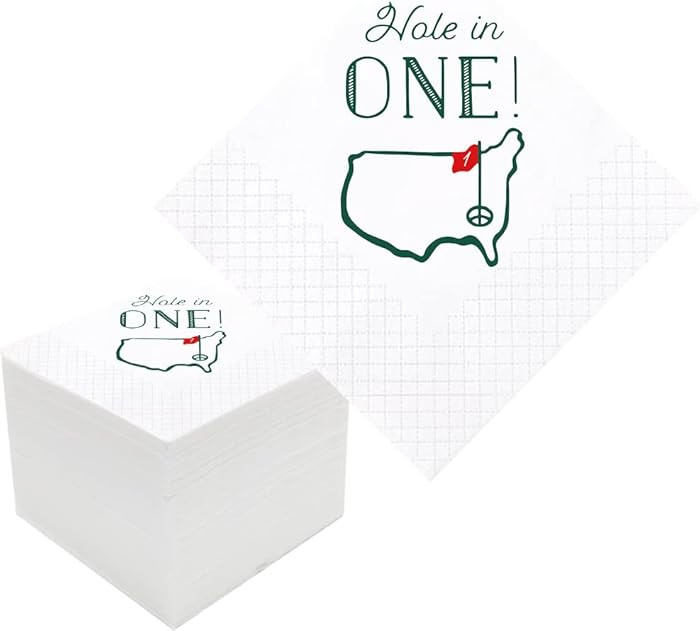 Golf Cocktail Napkins, 100 Pack Hole in One First Birthday Golf Themed Paper Disposable Cocktail ... | Amazon (US)