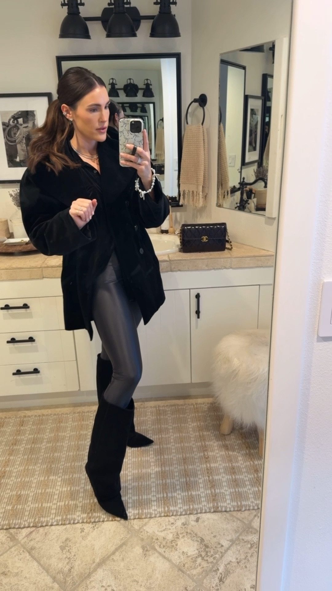 Easy winter date night outfit 🖤
+ shinny leggings (s)
+ black boots (tts)
+ velvet blouse - Amazon find! 

#LTKootd #LTKSeasonal