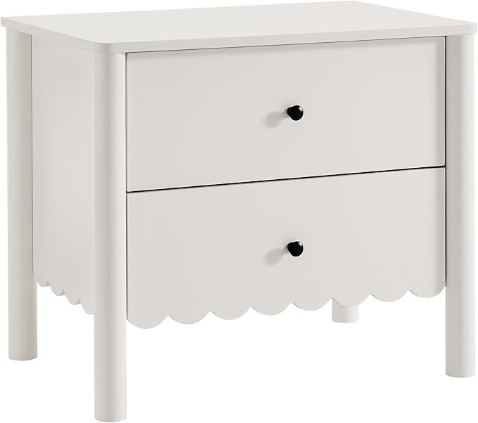 Modway Emmeline Scalloped 2-Drawer Nightstand in White | Amazon (US)