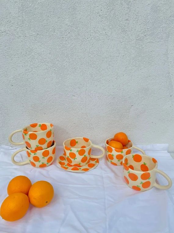 Preorder:orange Love Handmade Ceramic Mug//clay Mug - Etsy | Etsy (US)
