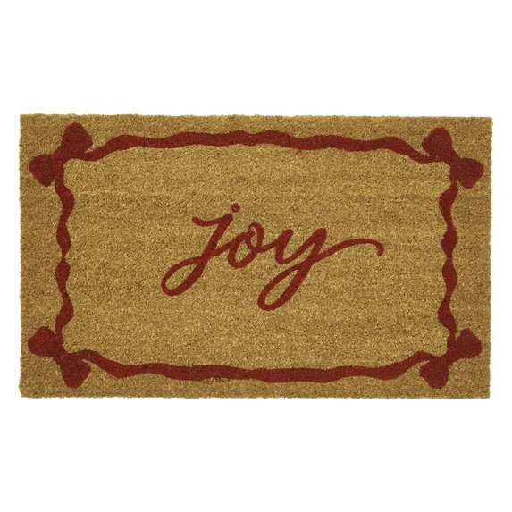 My Texas House Natural/Red Joy Bows Outdoor Coir Doormat, 18" x 30" | Walmart (US)