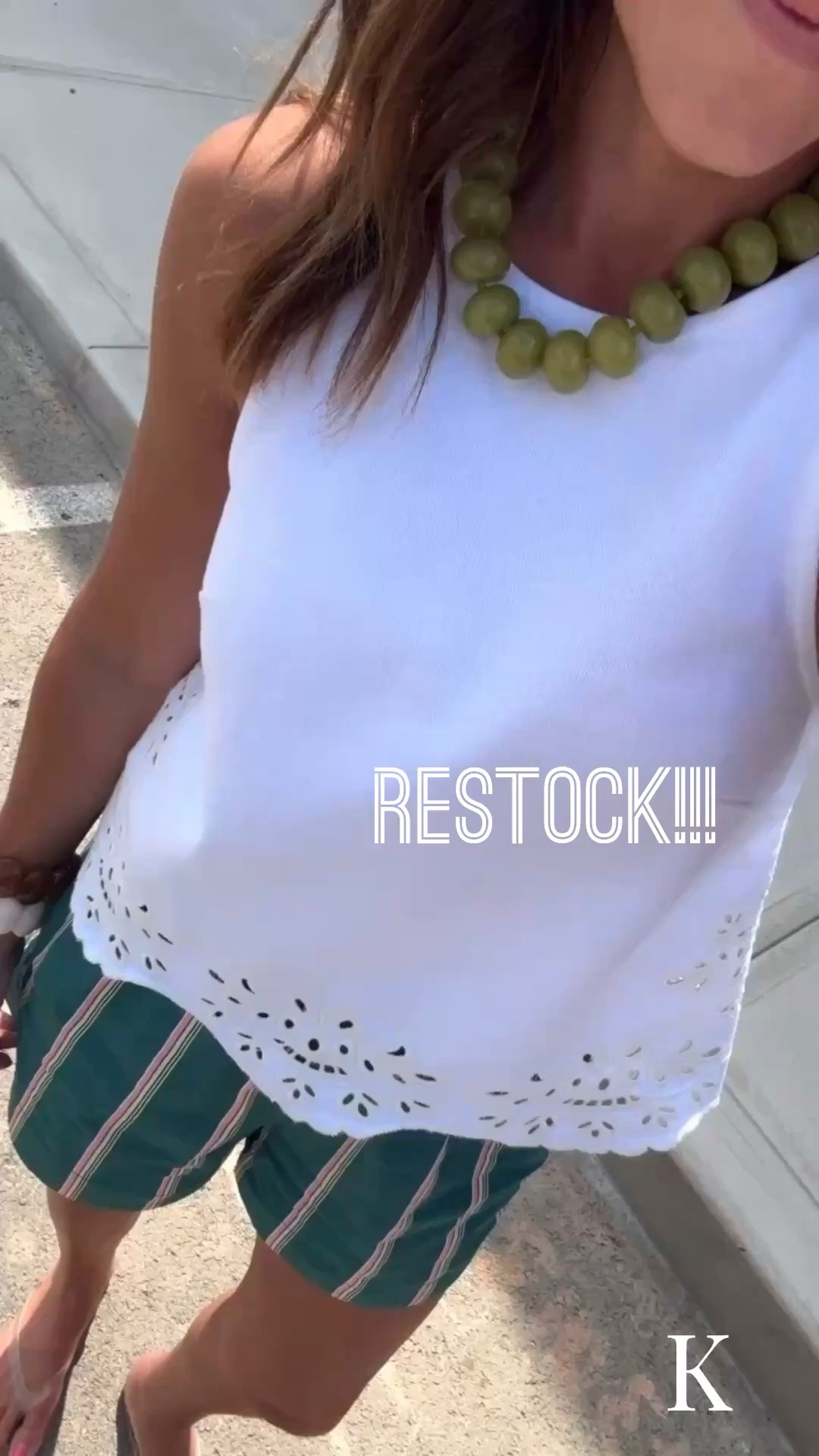 Restock alert!! 
This eyelet denim shell has been restocked. XS 
Small in shorts.

#LTKootd #LTKSeasonal