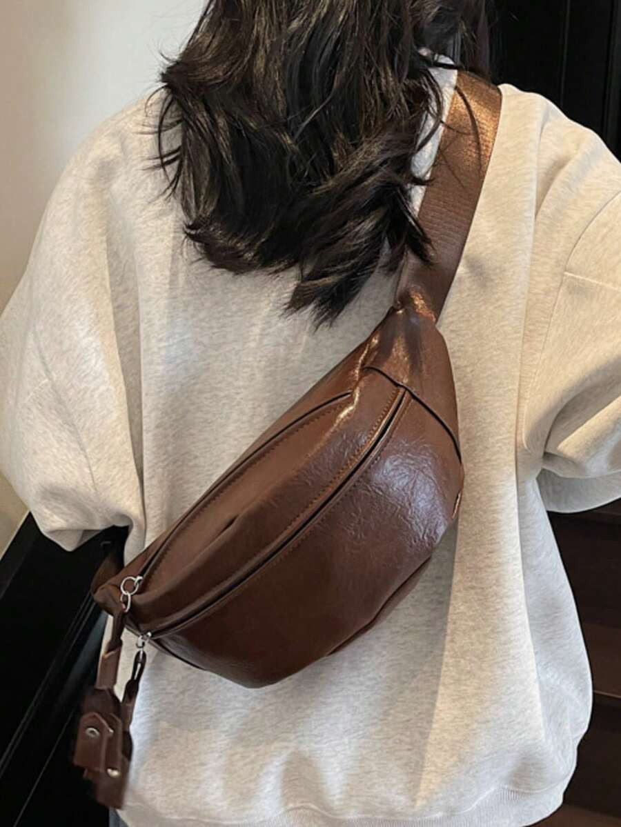 Women's Retro Fringe Minimalist Solid Color Crossbody Bag | SHEIN