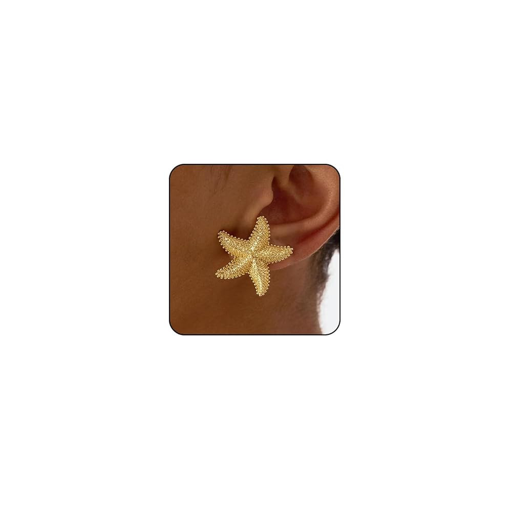 Starfish Gold Seashell Earrings for Women - Beach Puka Cowrie Shell Ocean Jewelry - Beachy Summer... | Amazon (US)