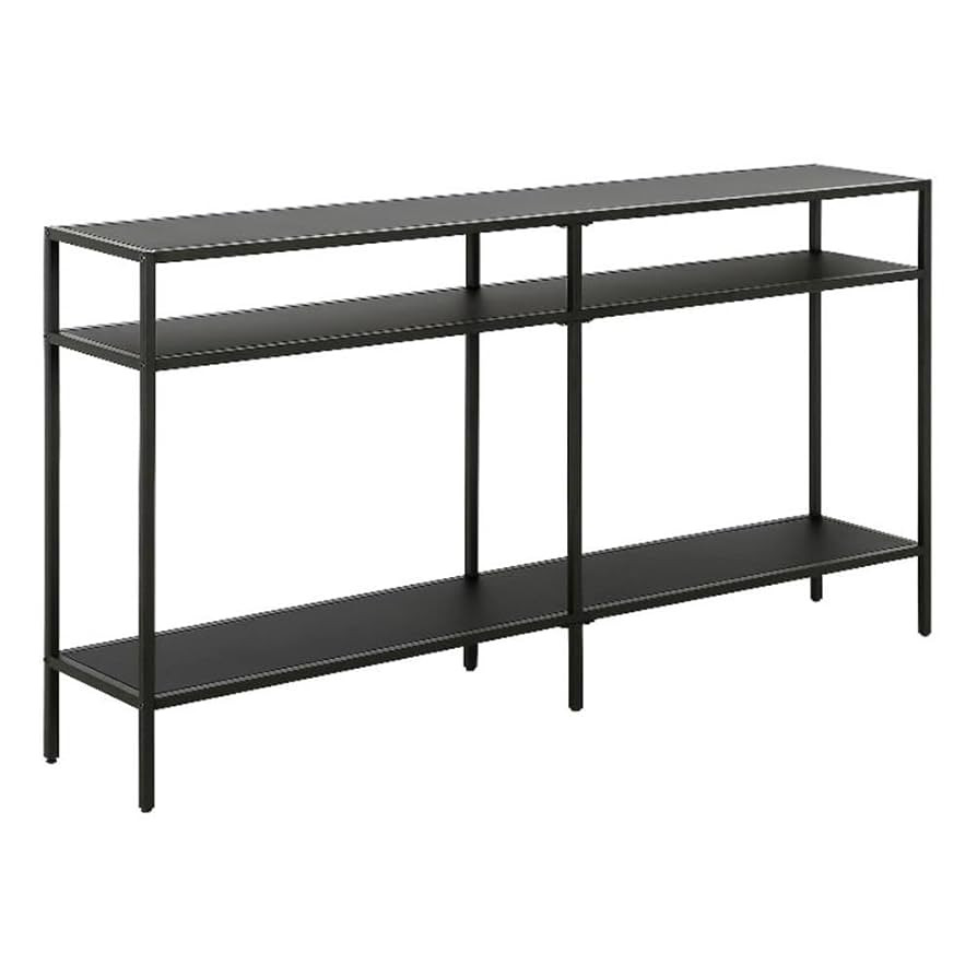 Henn&Hart 55" Wide Rectangular Console Table with Metal Shelves in Blackened Bronze, Entryway Tab... | Amazon (US)