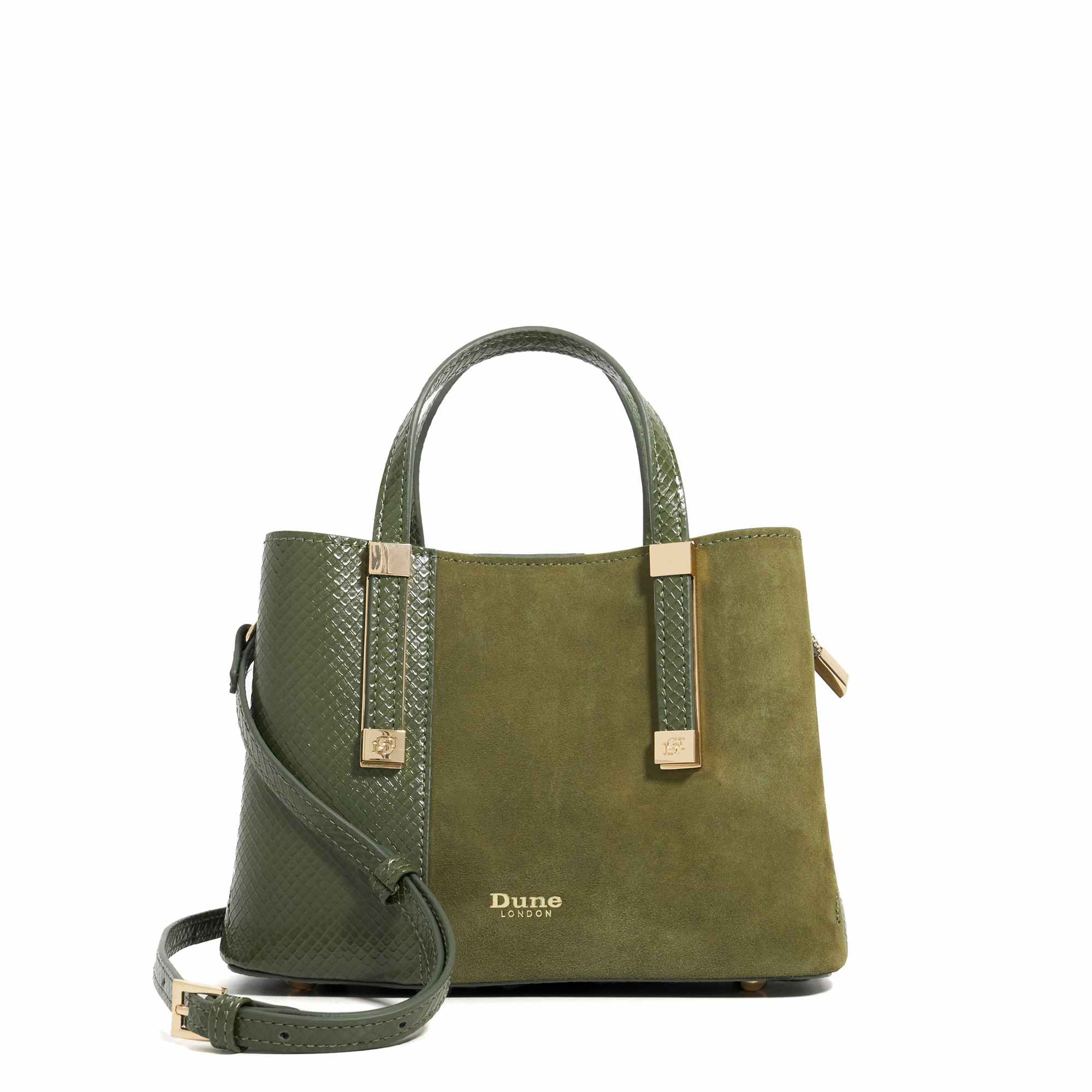 Heat - Dark green suede Woven Leather Bow Detail Ballet Pumps | Dune (EU)