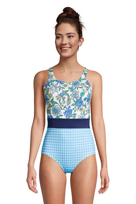 Women's Chlorine Resistant Tugless One Piece Swimsuit Soft Cup Print | Lands' End (US)