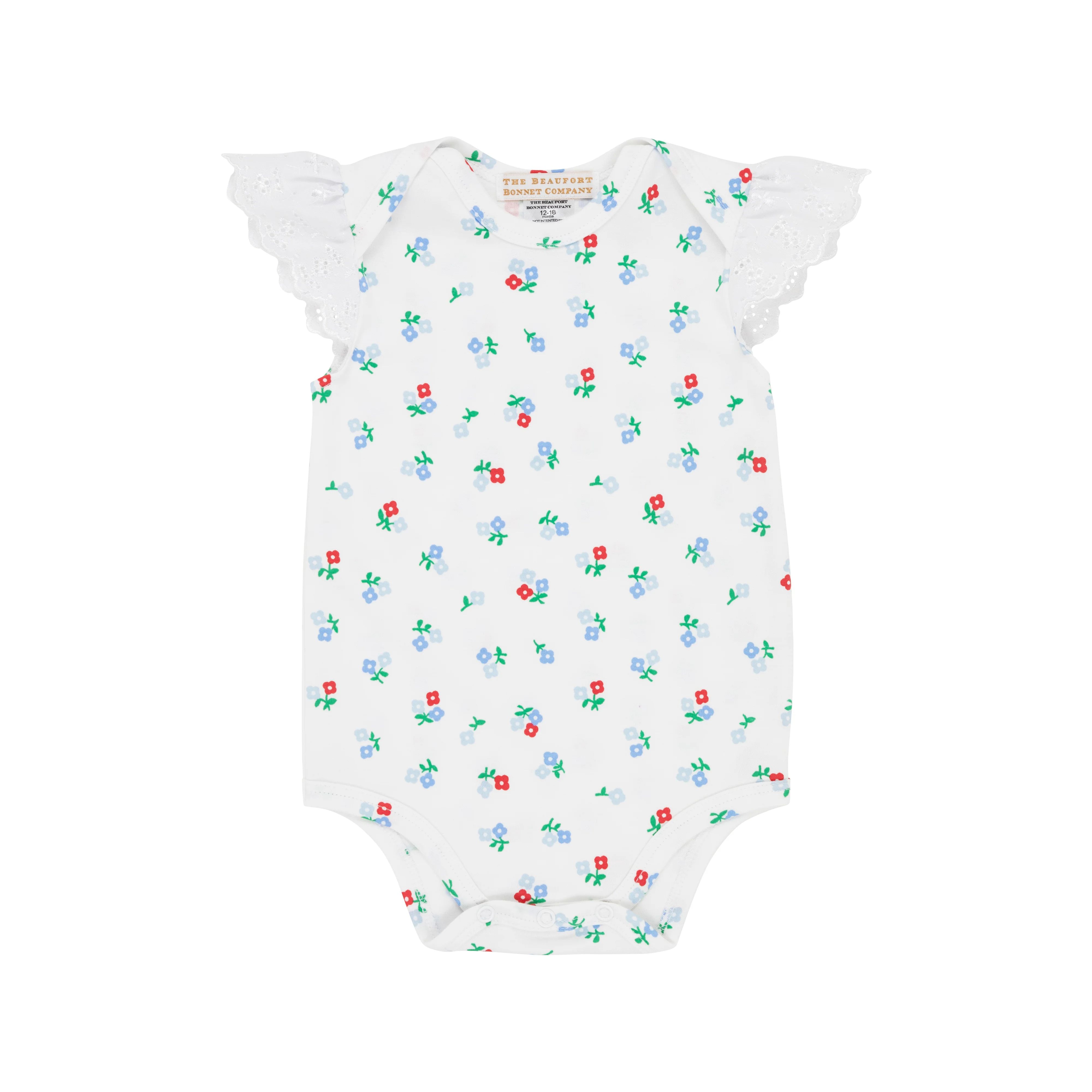 Wendy Onesie - Myers Park Mini Floral with White Eyelet | The Beaufort Bonnet Company