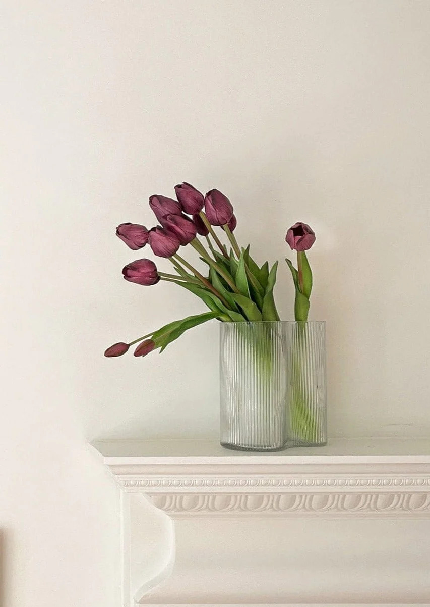 Afloral Ridged Glass Asymmetrical Vase - 8" | Afloral