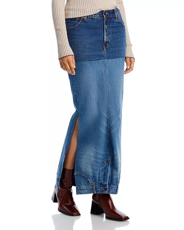Cotton Upcycled Denim Maxi Skirt | Bloomingdale's (US)