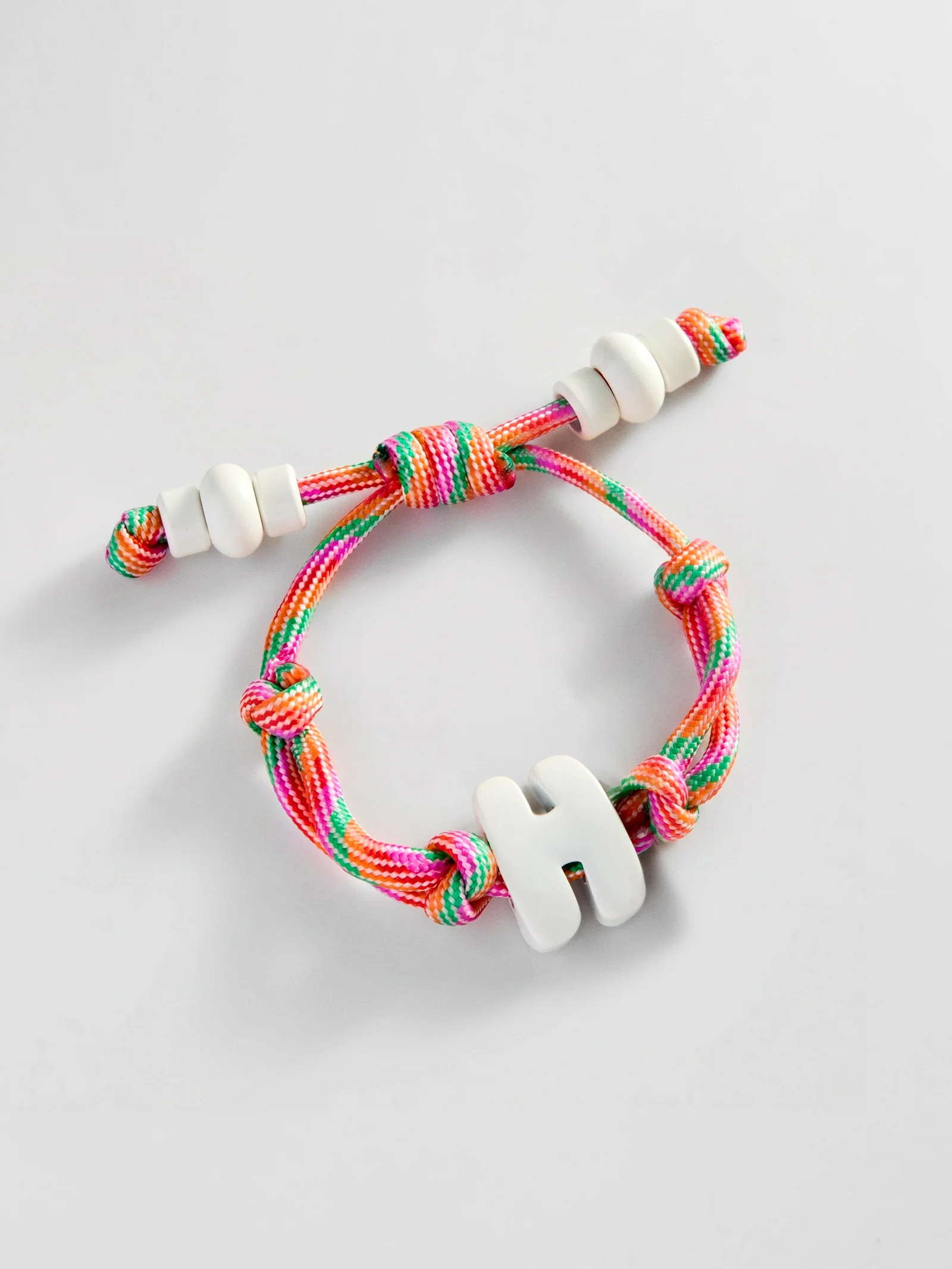 Knotty Enamel Initial Custom Bracelet - Multi/White Single Letter | BaubleBar