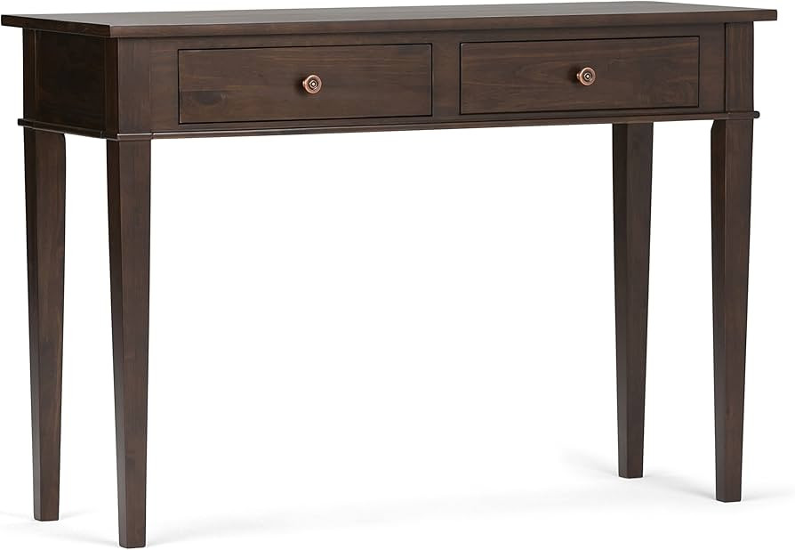 SIMPLIHOME Carlton Console Table - 44 Inch Wide Solid Wood Sofa Table in Dark Tobacco Brown, Tran... | Amazon (US)