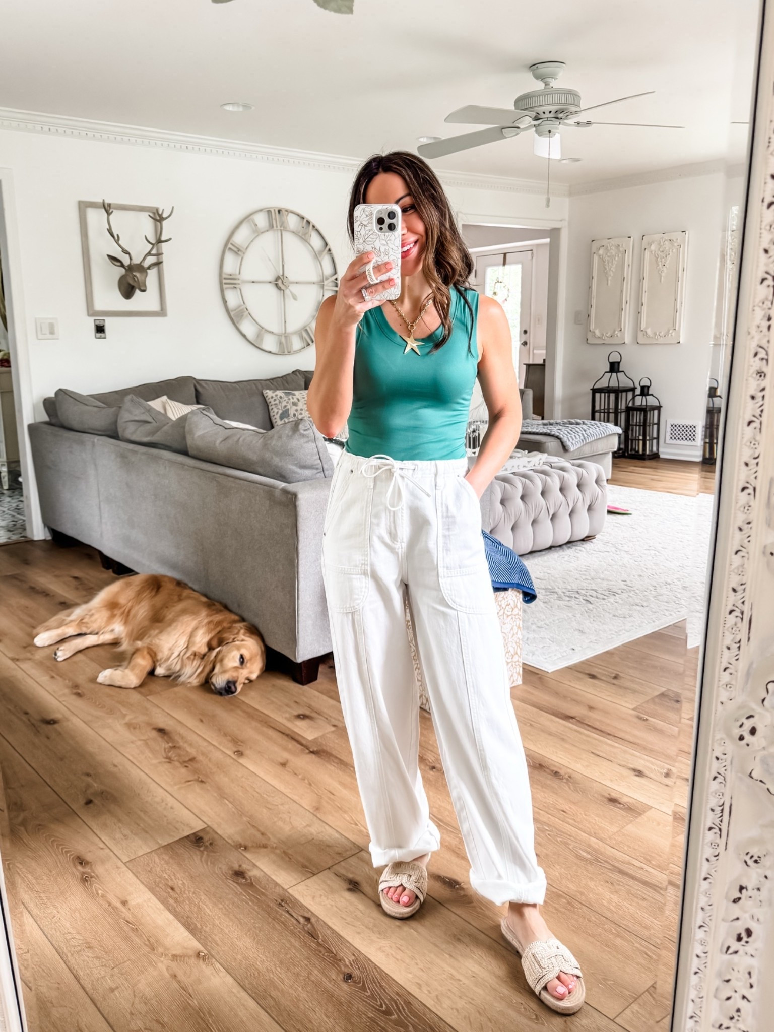 2 drawer jeans. Small tank. White jeans.

#LTKOver40 #LTKSaleAlert #LTKPetite