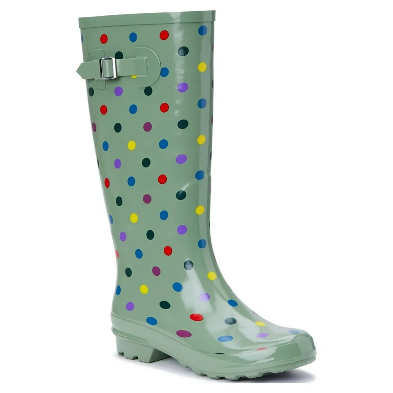Time and Tru Women's Polka Dot Buckle Rain Boots | Walmart (US)