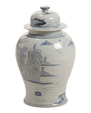 13x21 Porcelain Pagoda Landscape Temple Jar With Lid | Home | Marshalls | Marshalls