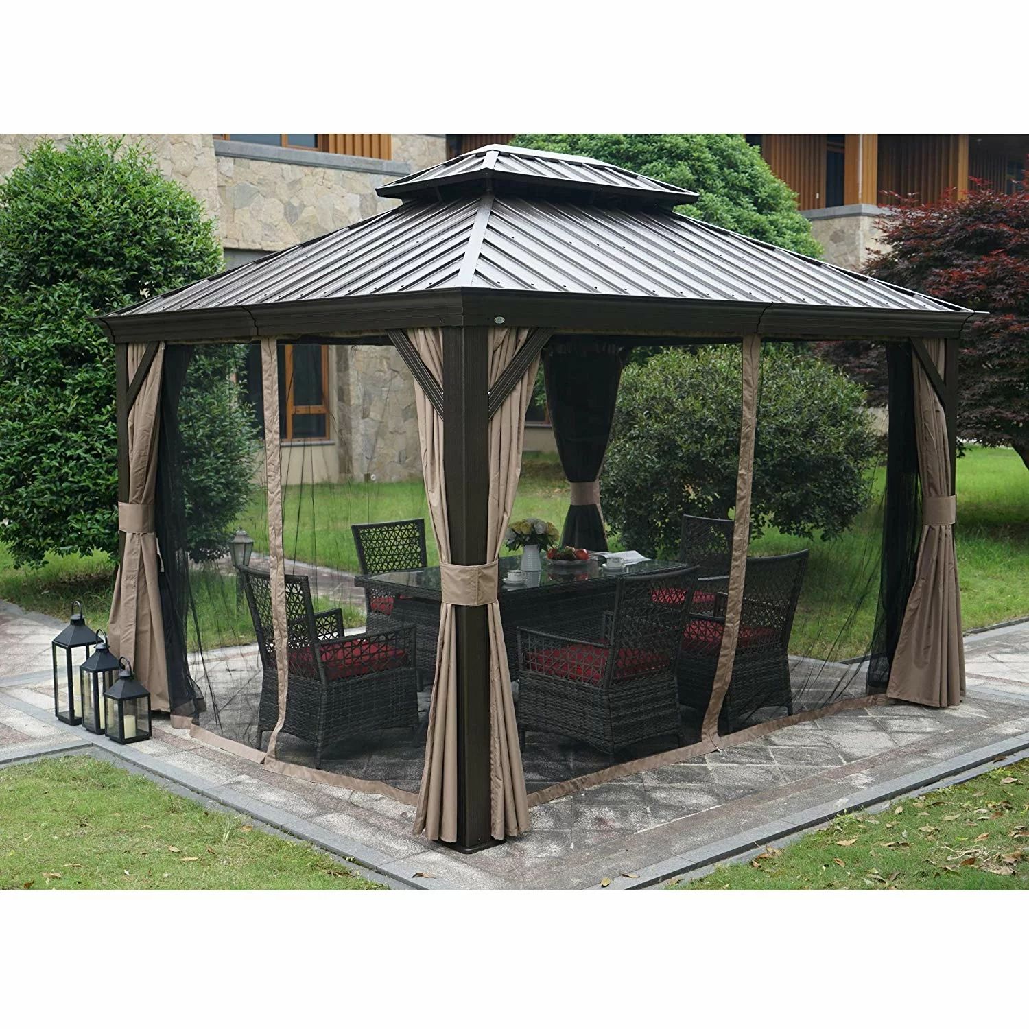 Dahlin Hardtop 12 Ft. W x 10 Ft. D Aluminum Patio Gazebo | Wayfair North America