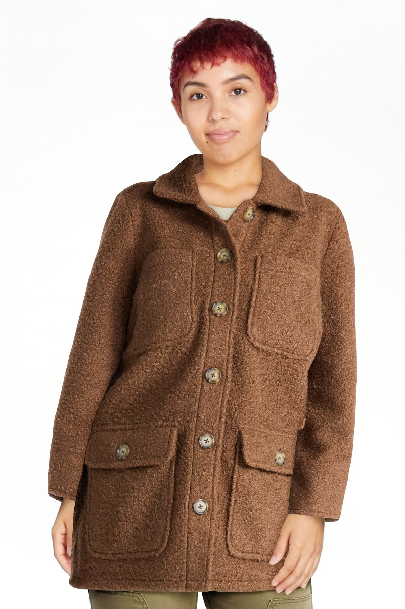 Time and Tru Women's Boucle Utility Shacket, Midweight, Sizes XS-XXXL | Walmart (US)