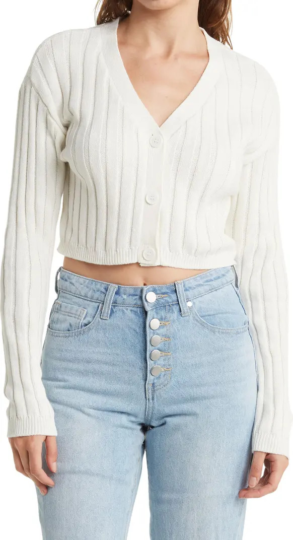 Long Sleeve Ribbed Cropped Cardigan | Nordstrom Rack