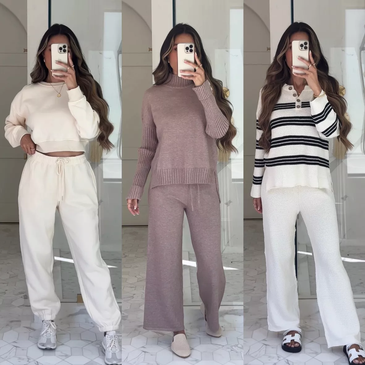 ANRABESS Women's Two Piece Outfits Sweater Sets Long Sleeve V Neck Knit  Pullover and Wide Leg Pants Lounge Sets : : Clothing, Shoes 