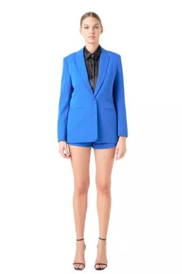 Endless Rose Women's Single-Breasted Blazer, Blue, Large | Belk