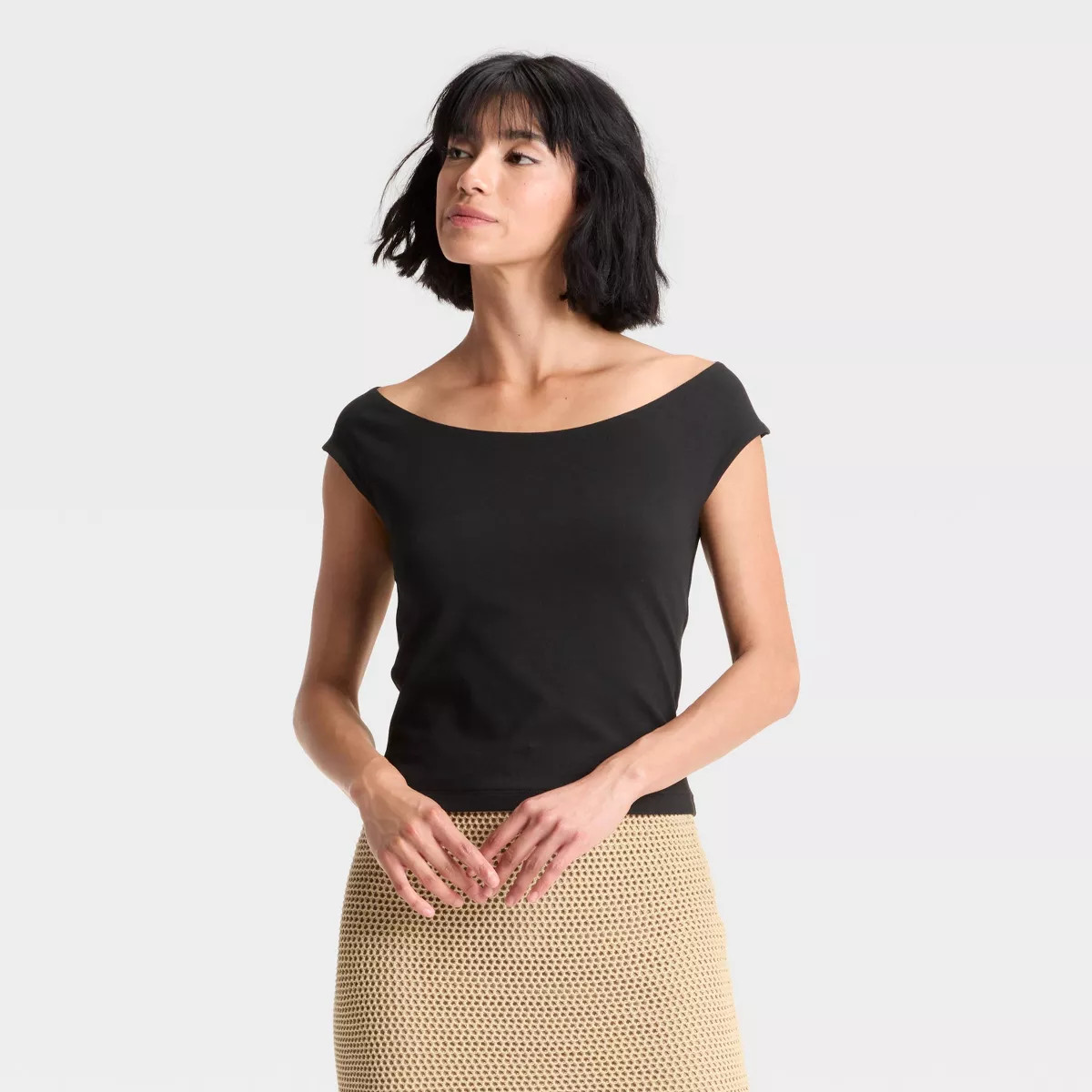 Women's Slim Fit Short Sleeve Off the Shoulder Top - A New Day™ | Target