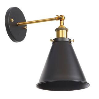 GLD 1-Light 5.31 in. Black Sconce Metal Industrial with Swing Arm | The Home Depot