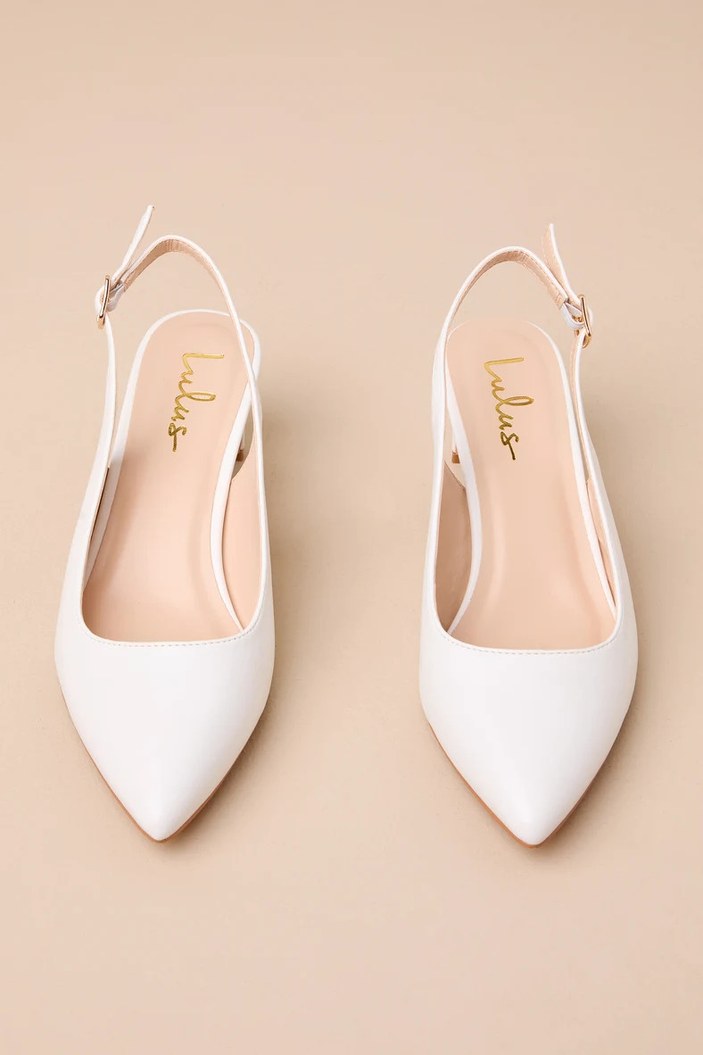 Bastienne White Pointed-Toe Slingback Pumps | Lulus