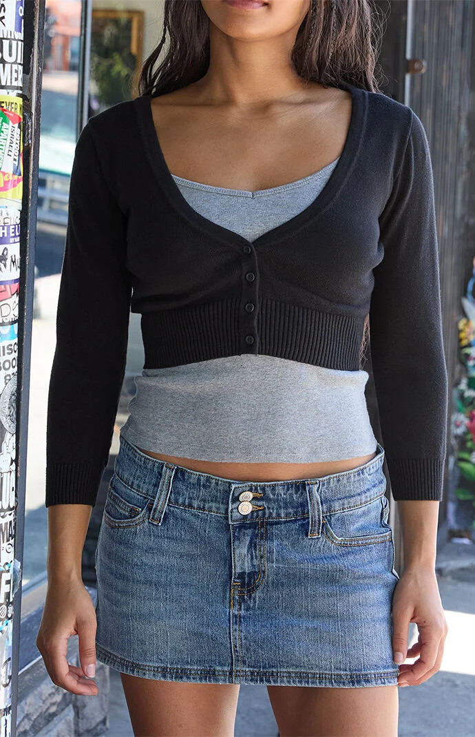 John Galt Women's Black Cropped Cardigan | PacSun