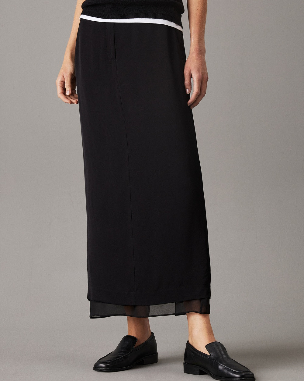 Calvin Klein - Sheer Panel Ankle Skirt - Pencil skirts (BLACK) Sheer Panel Ankle Skirt | THE ICONIC (AU & NZ)