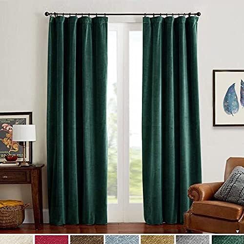 Lazzzy Velvet Blackout Curtains Emerald Green 96 Inches Long Thermal Insulated Drapes for Bedroom... | Amazon (US)