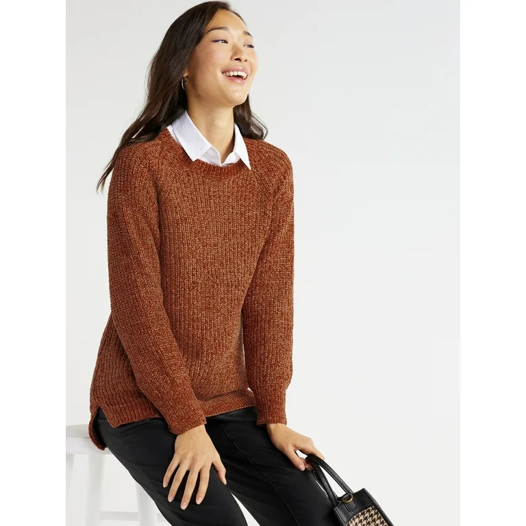 Time and Tru Women's Chenille Crew Neck Tunic Sweater, Midweight, Sizes XS-XXXL | Walmart (US)