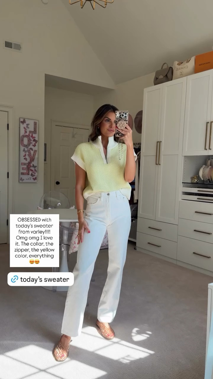 OBSESSED with today’s sweater from varley!!!! Omg omg I love it. The collar, the zipper, the yellow color, everything 😍😍 @Varley 

Wearing an XS top! 

#LTKSeasonal
